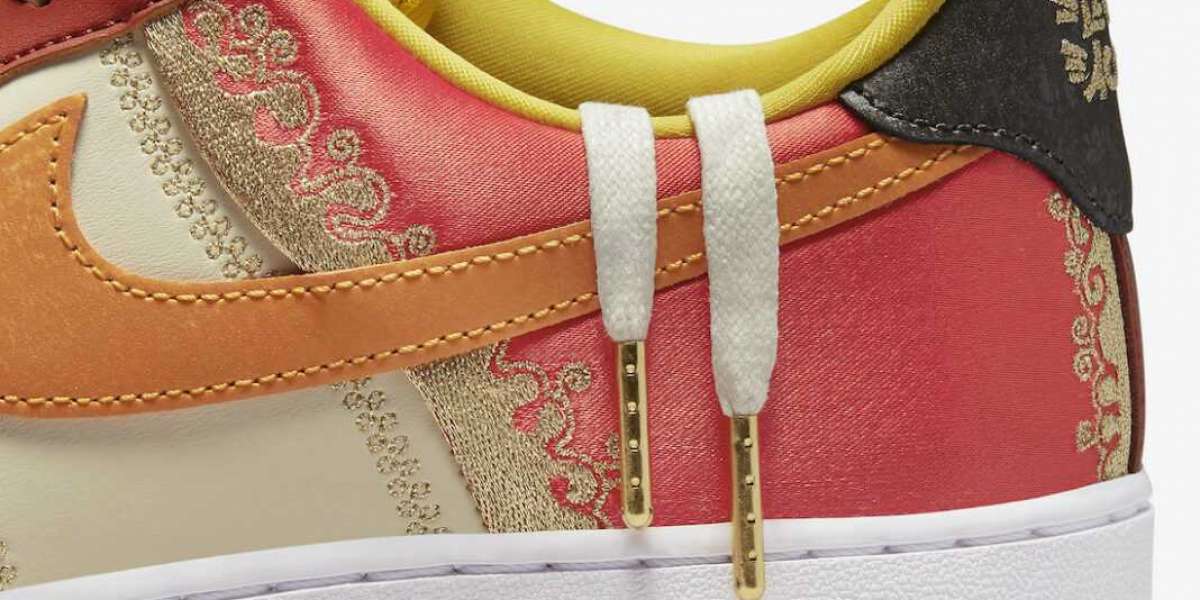 Nike Air Force 1 Low "Little Accra" Habanero DV4463-600 Embroidered Red Silk! The texture is luxurious enough!